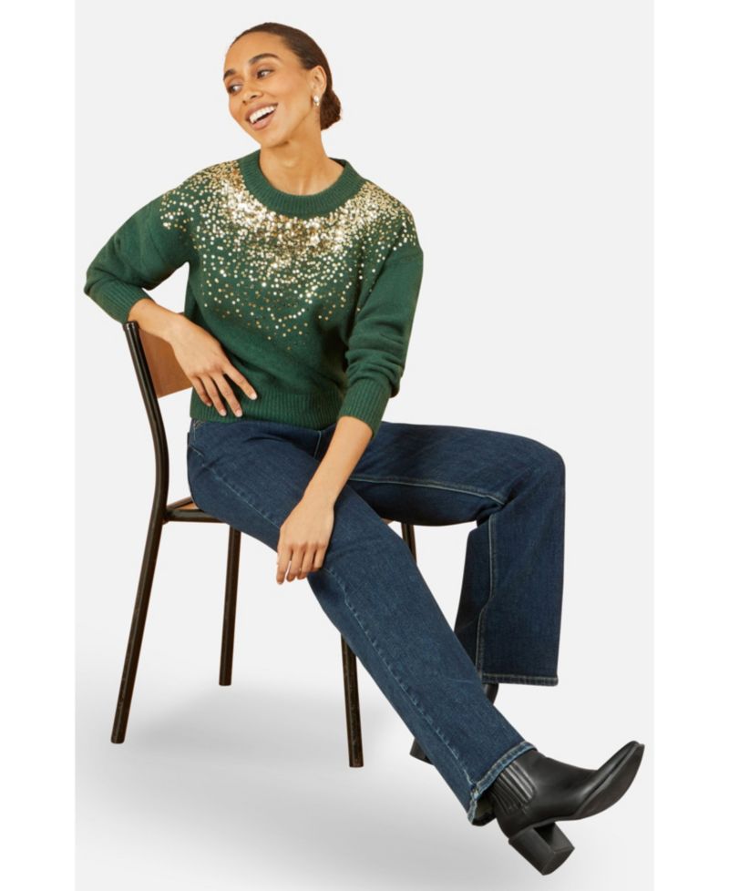 Women's Relaxed Knitted Sequin Sweater