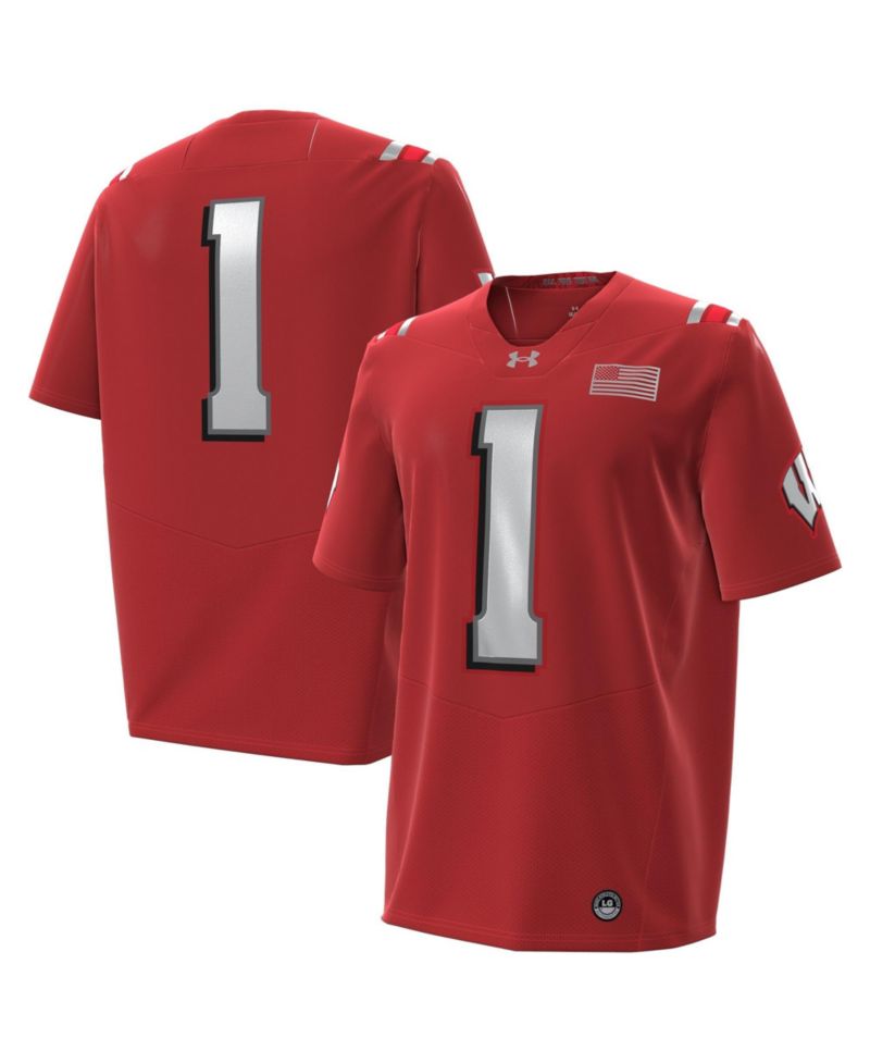 Men's #1 Red Wisconsin Badgers 2026 Lambeau Field Collection Replica Football Jersey