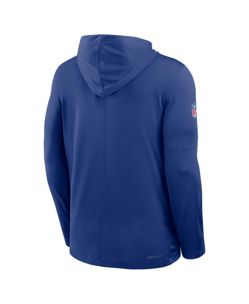 Men's Royal New York Giants Sideline Pure Performance Long Sleeve Hoodie T-Shirt