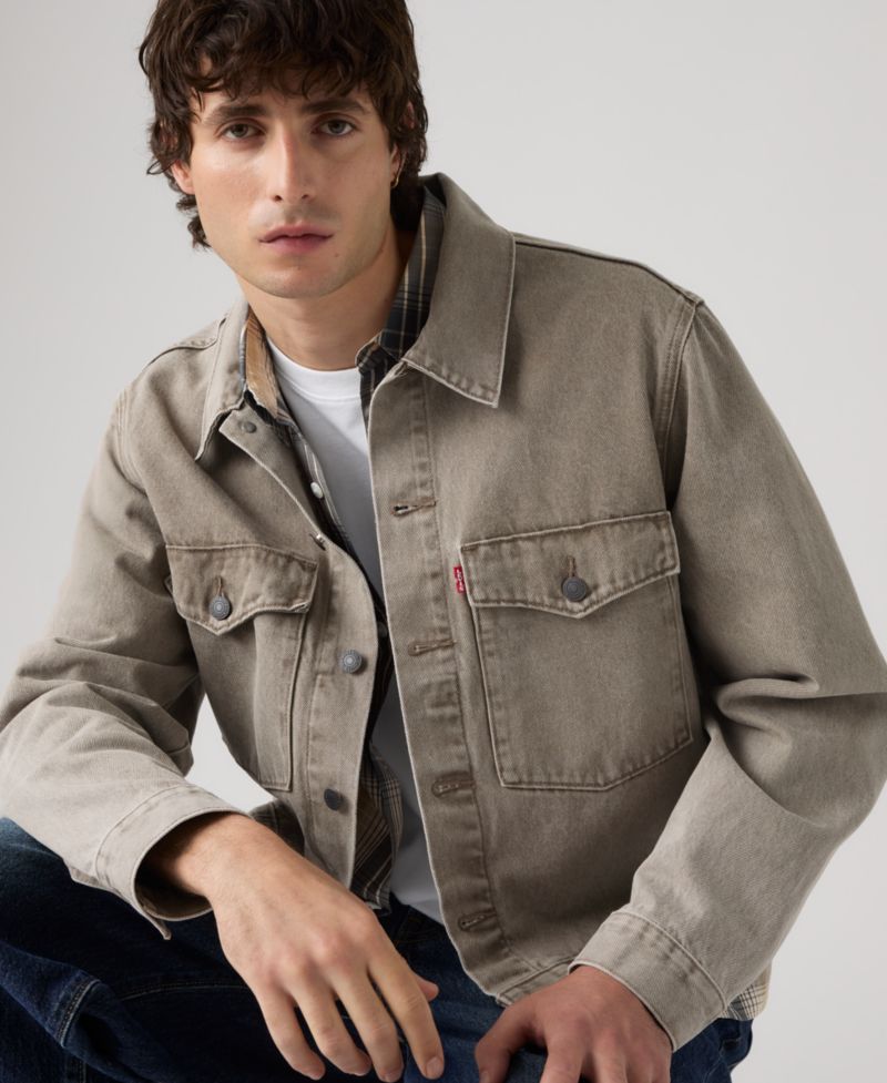 Men's Embarcadero Station Denim Cropped Trucker Jacket