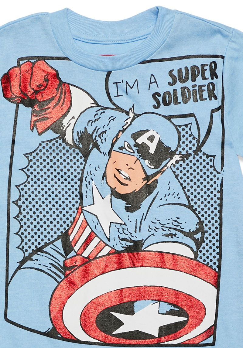 Little Boys Marvel Captain America Black Panther Iron Man Short Sleeve Graphic T-Shirt