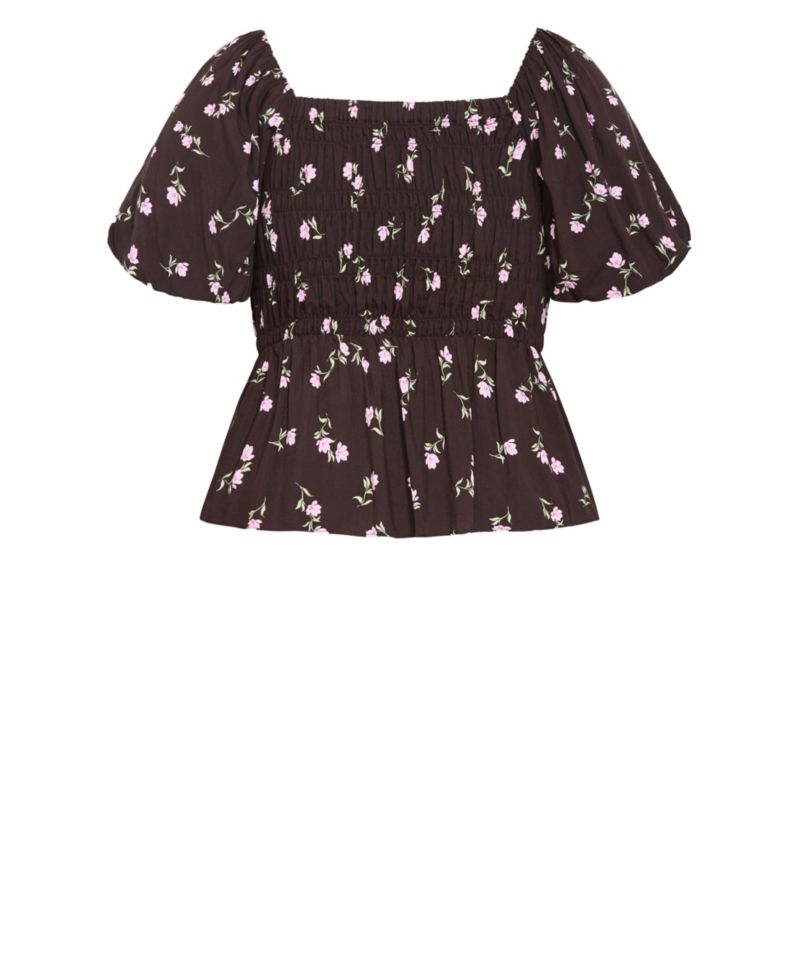 Plus Size Aire Peplum Floral-Print Square-Neck Top