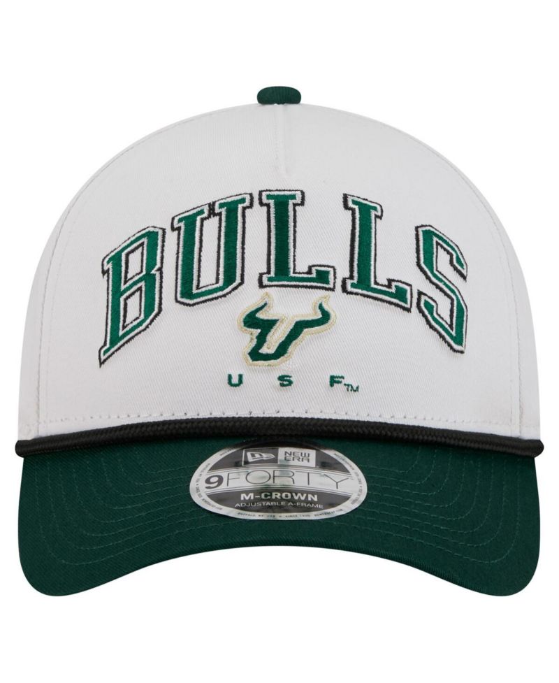 Men's White/Green South Florida Bulls Arch Two-Tone Rope 9FORTY A-Frame M-Crown Adjustable Hat