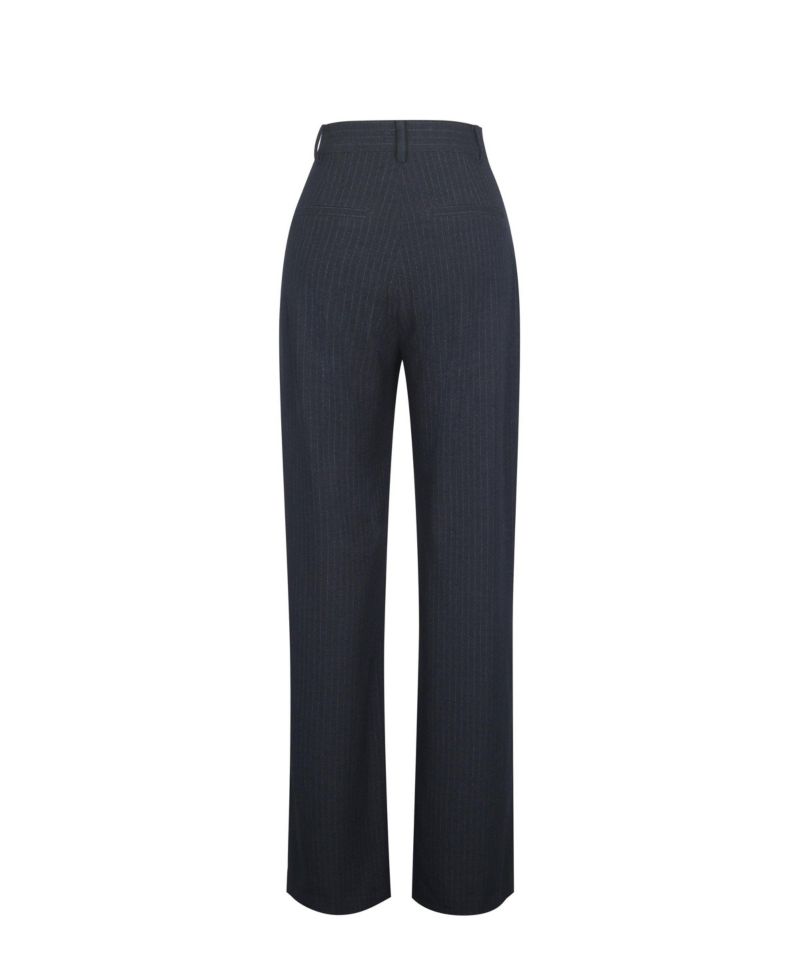 Women's Quinnie Navy Striped High-Waisted Straight Leg Pant