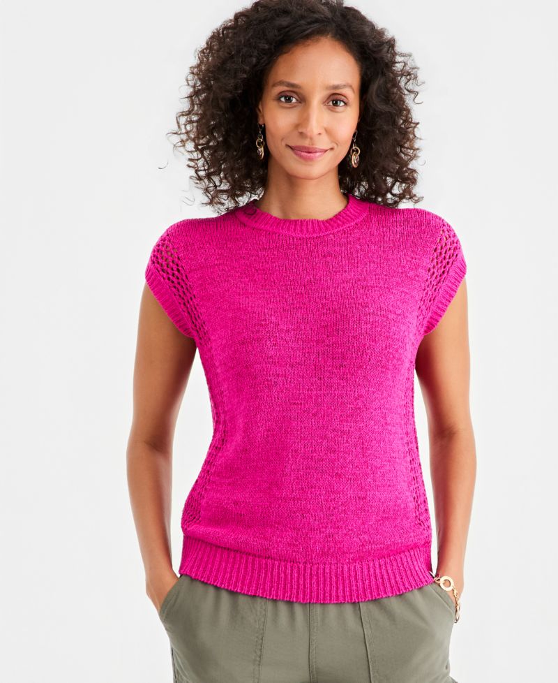 Women's Mixed-Stitch Dolman-Sleeve Sweater