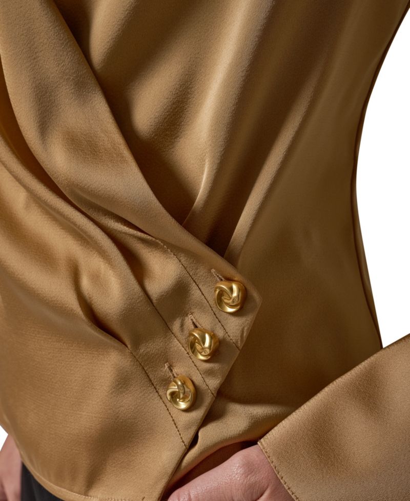 Women's Satin Faux-Wrap Blouse