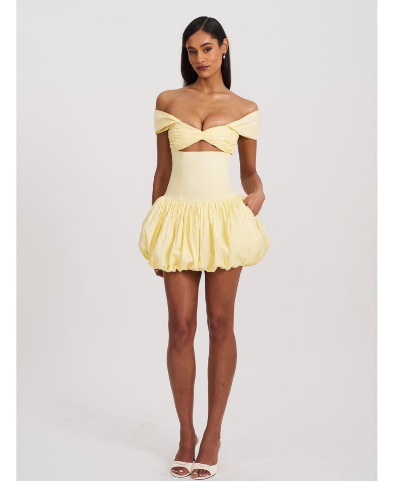 Women's Umika Butter Yellow Bubble Hem Mini Dress