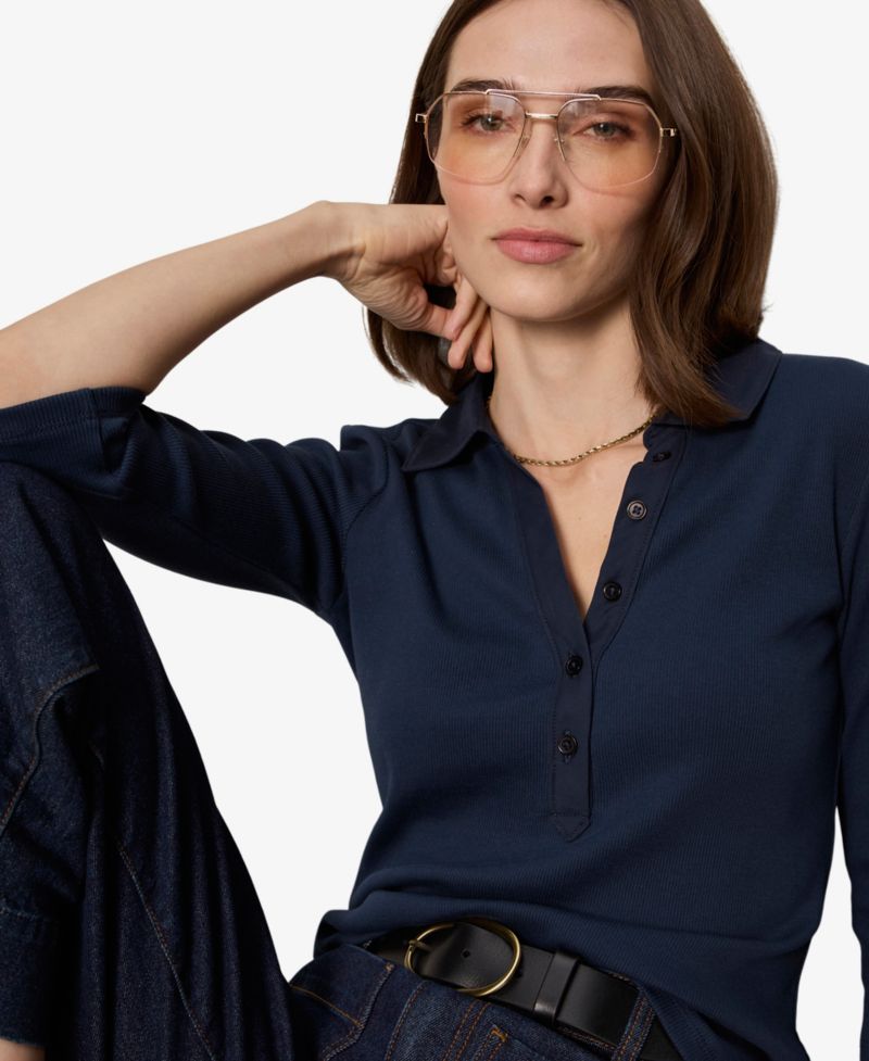 Petite Echo Button-Front Top