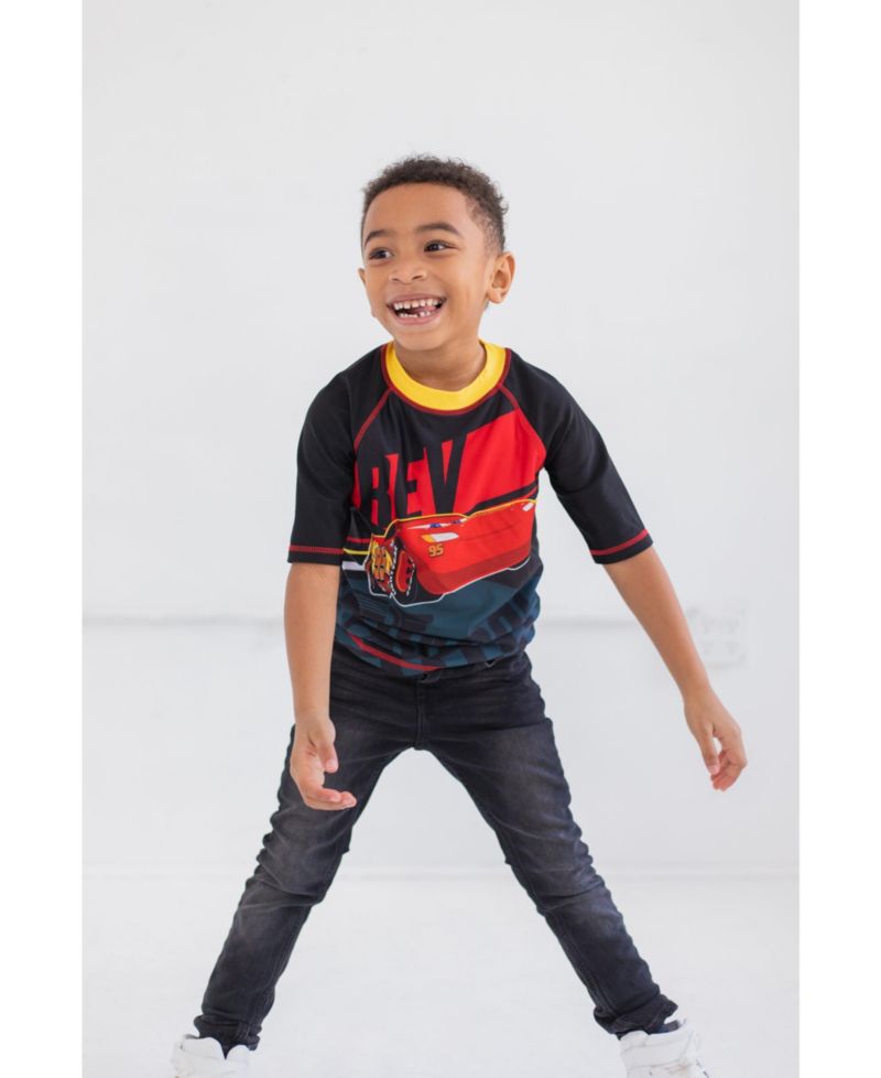 Boys Disney Pixar Lightning McQueen Rash Guard and Swim Trunks Outfit Set