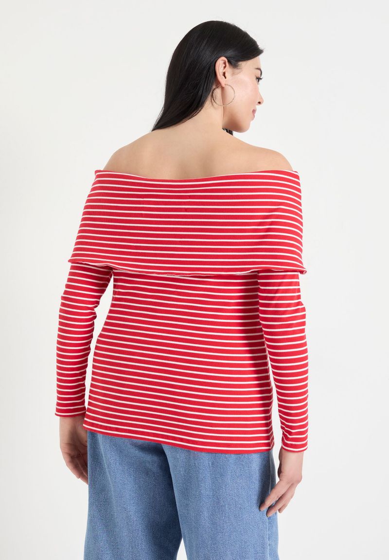 Women's June and Vie Long-Sleeve Off-The-Shoulder Top