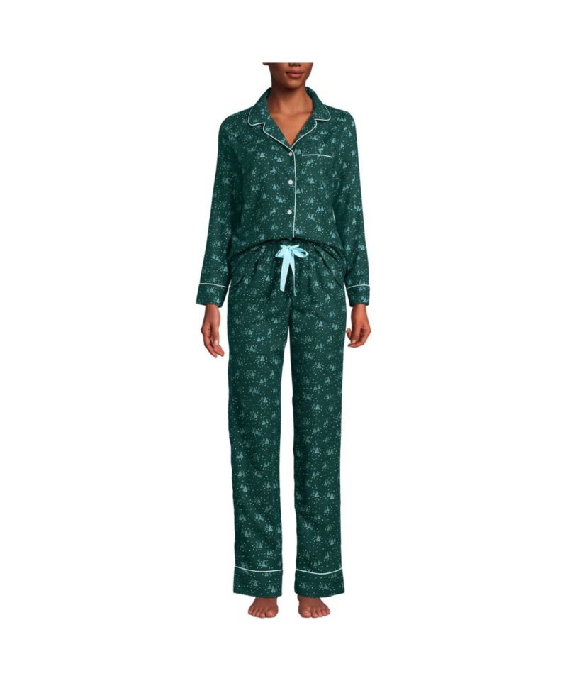Women's Drapey Flannel 2 Piece Pajama Set - Top and Pants