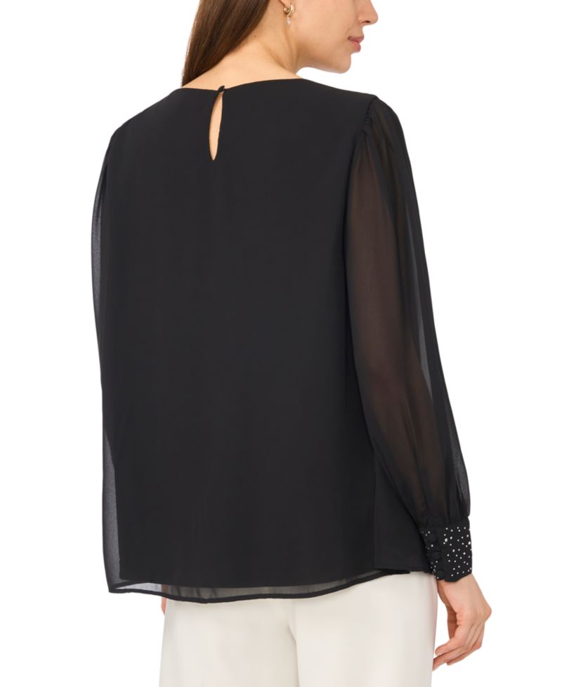Women's Rhinestone Embellished Crewneck Top