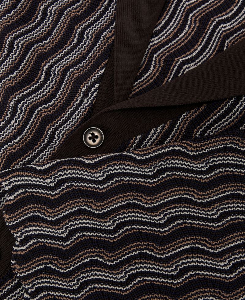 Men's Drake Button Through Wavy Stripe Cuban Shirt