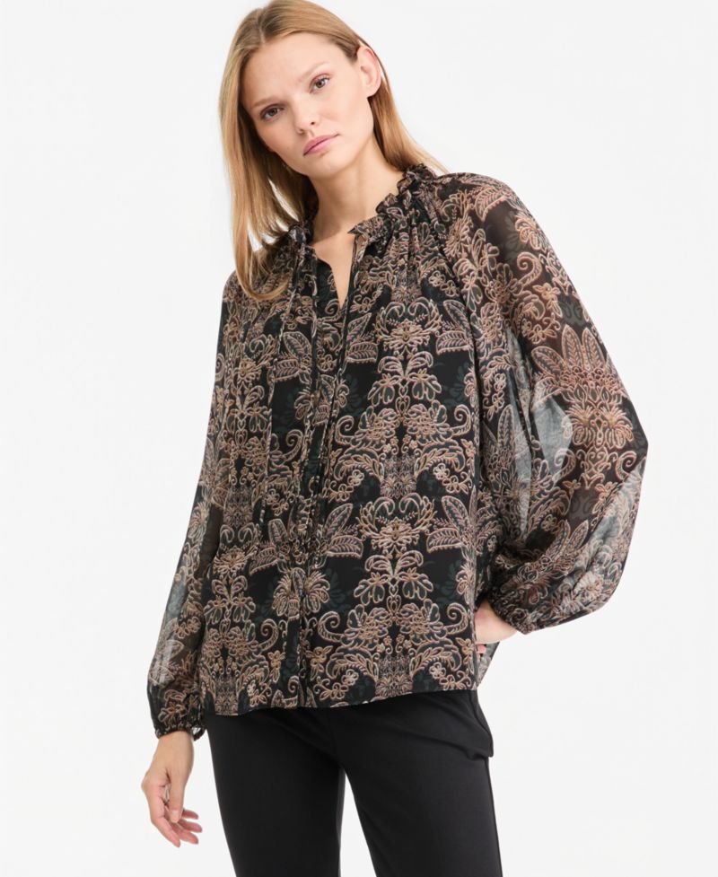 Women's Yale Sheer Chiffon Long-Sleeve Blouse, Macy's Exclusive