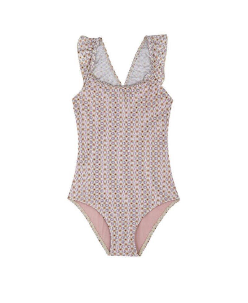 Child Girls Vacation Mode Square Neck Ruffle One Piece