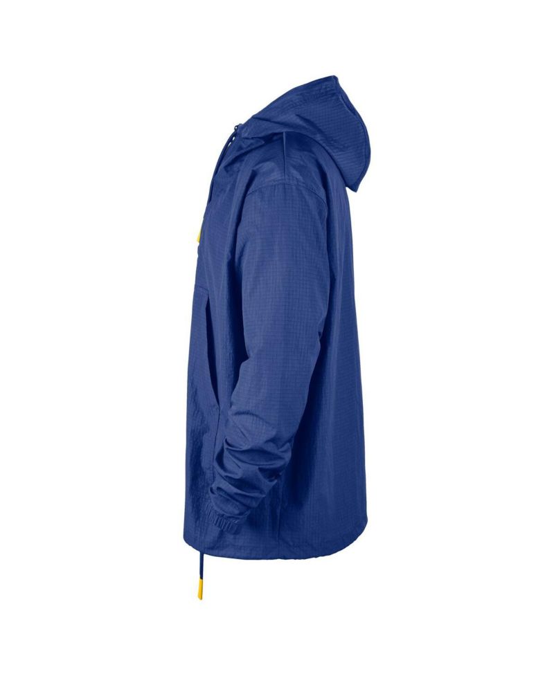 Men's Royal Golden State Warriors Courtside Premium Club Anorak Quarter-Zip Pullover Hoodie