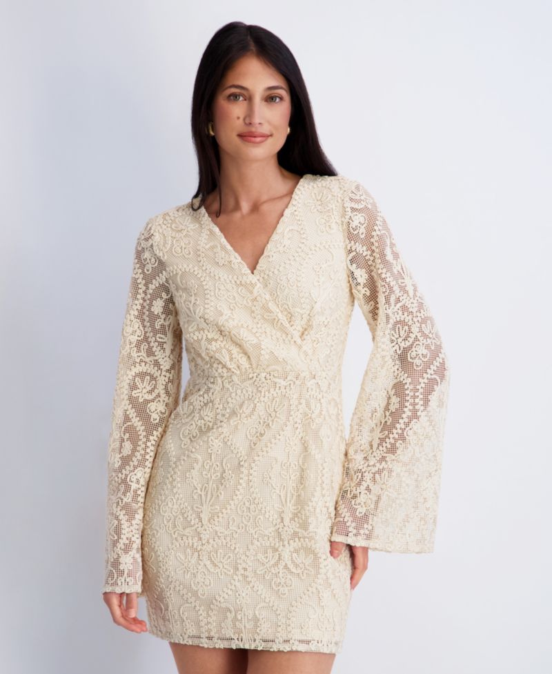 Women's V-Neck Open Back Crochet Lace Dress