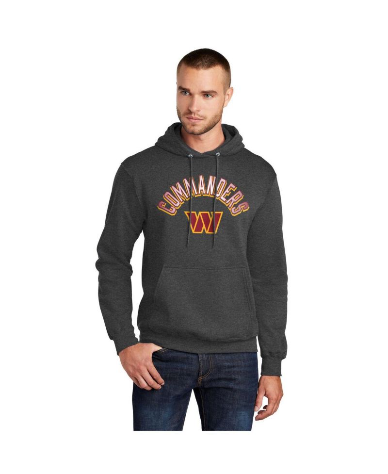 Men's Charcoal Washington Commanders Arch Over Logo Pullover Hoodie