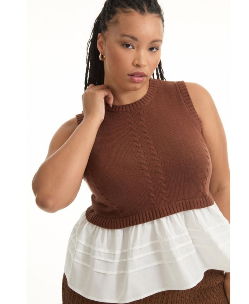 Women's June and Vie Sleeveless Peplum Sweater