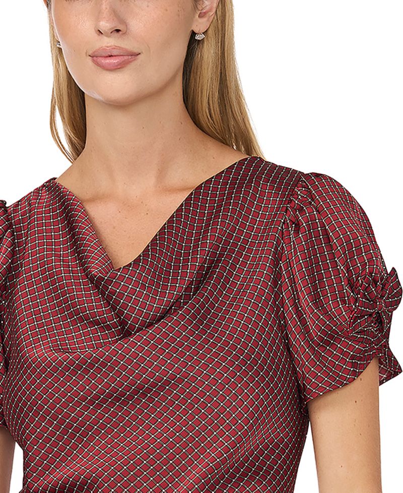Women's Cowl Neck Satin Bow-Detail Blouse