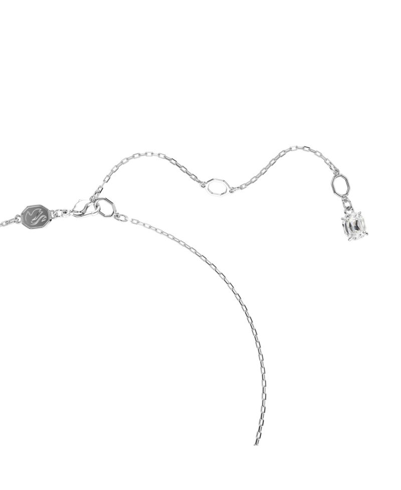 Swan Black, Rhodium Plated Pendant Necklace