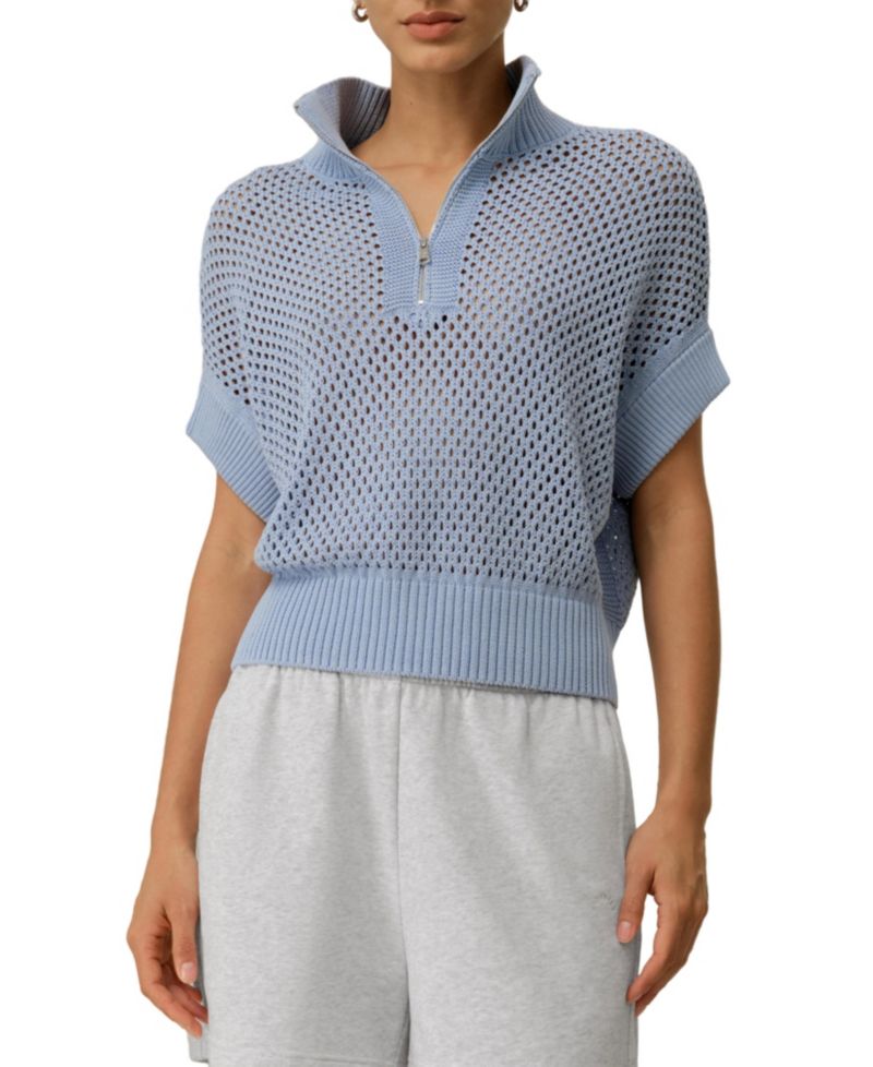 Women's Toscana Pointelle Knit Half-Zip Sweater