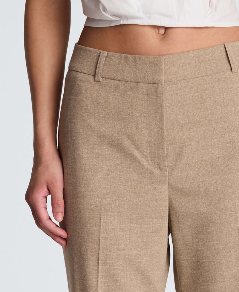 Women's Fly-Front Mid-Rise Flare Pants with Split Hem