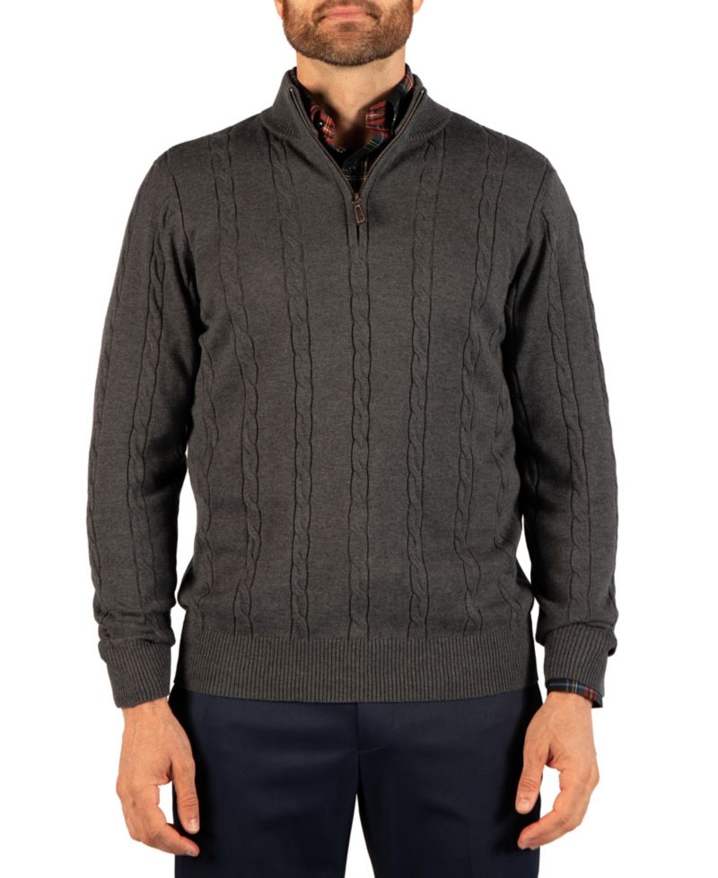 Men's Cable Knit Quarter Zip Sweater