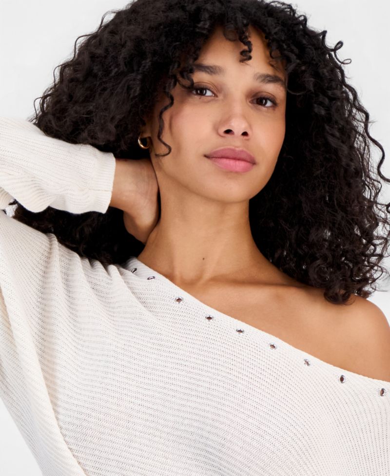 Juniors' Grommet Boat-Neck Sweater
