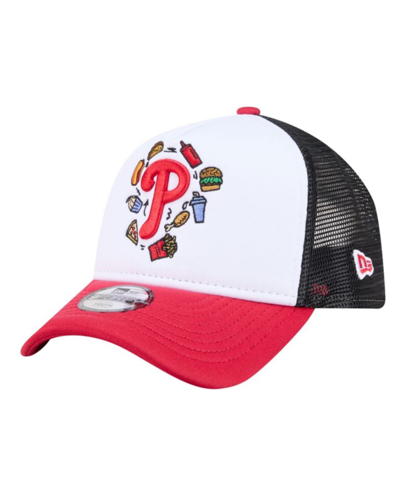 Big Boys and Girls White/Red Philadelphia Phillies Food A-Frame 9FORTY Trucker Adjustable Hat