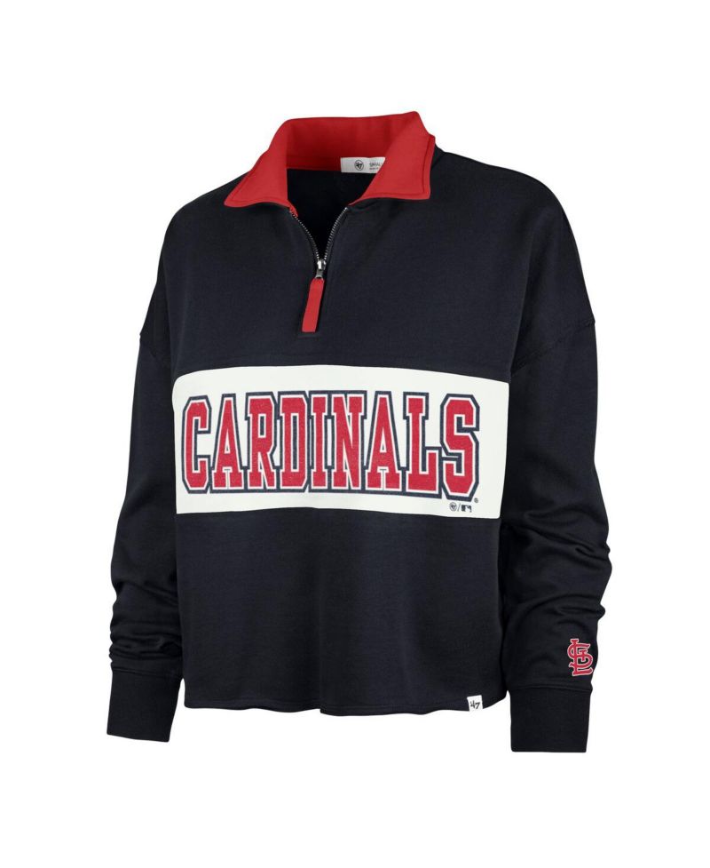Women's Navy St. Louis Cardinals Remi Quarter-Zip Cropped Top