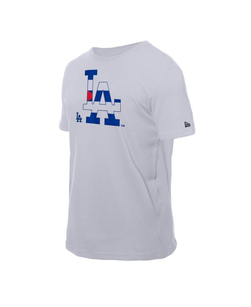 Men's White Los Angeles Dodgers Cuban Flag Logo T-Shirt