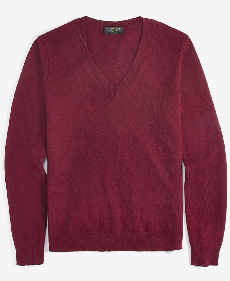 100% Cashmere Petite V-Neck Long-Sleeve Sweater