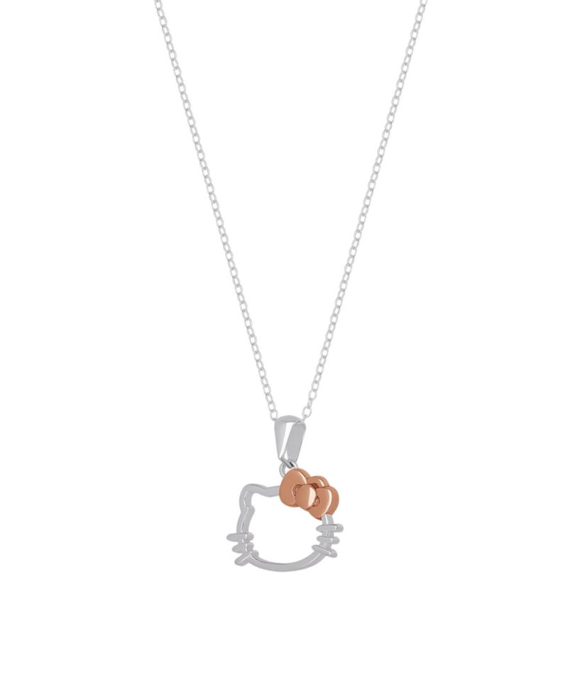 2-Pc. Two-Tone Hello Kitty Necklace and Earrings Set in Sterling Silver