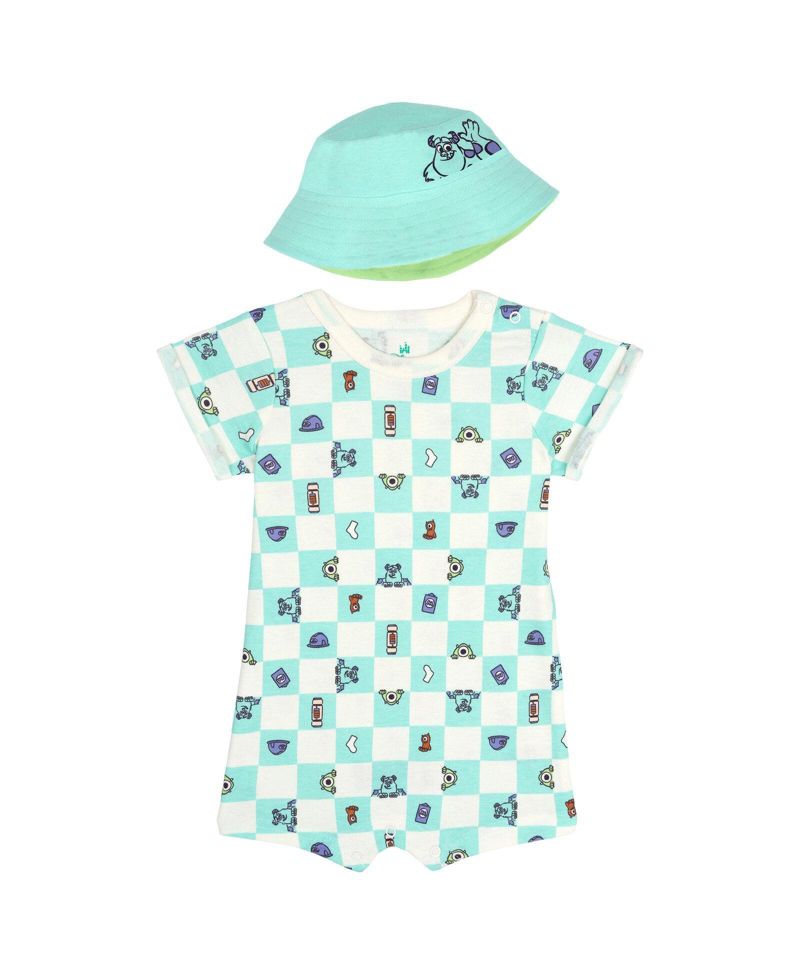 Baby Boys' 2-Piece Romper and Bucket Hat Set