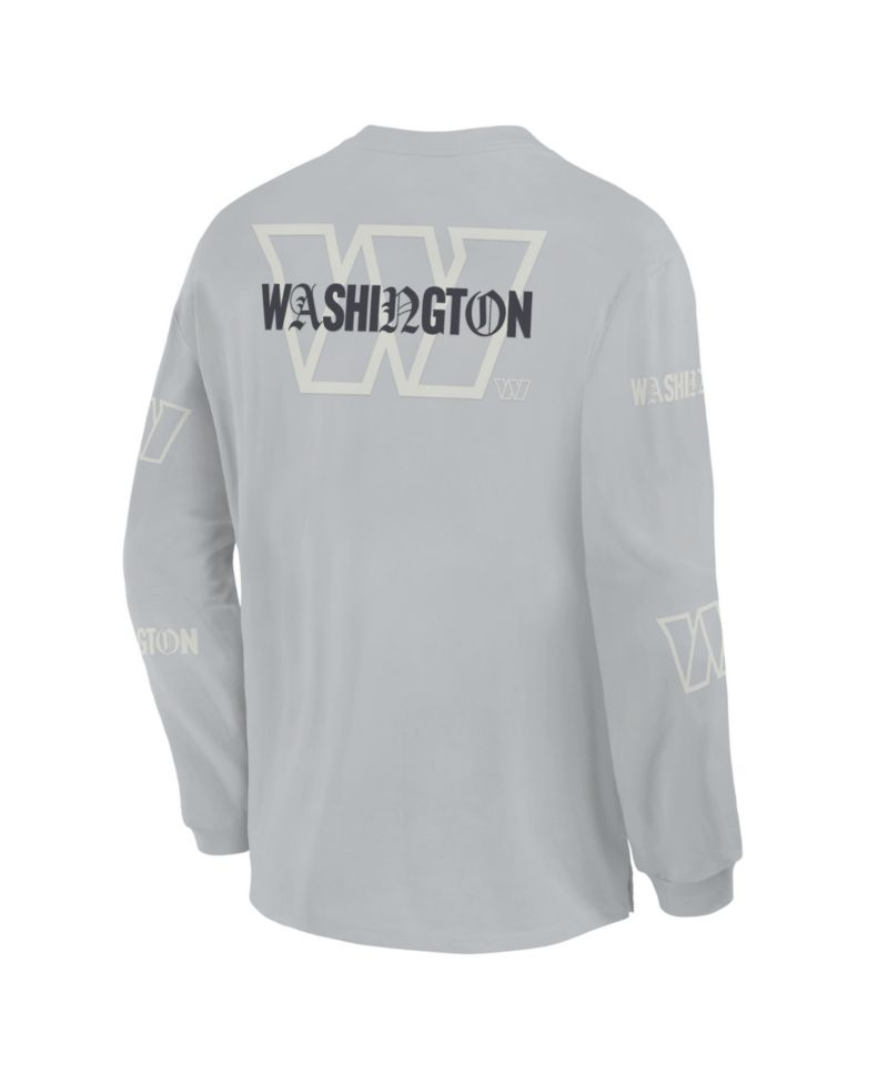 Men's Gray Washington Commanders Oversized Type Play Long Sleeve T-Shirt