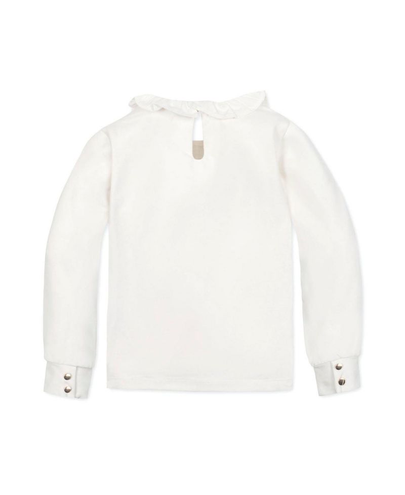 Hope and Henry Little and Big Girls' Organic Long Sleeve Ruffle Collar Knit Top