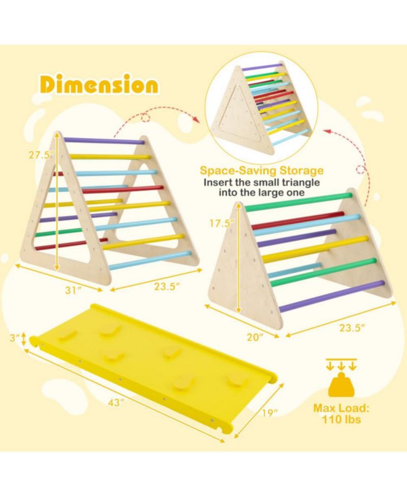 Montessori Climbing Triangles and Ramp, 3-Piece Set