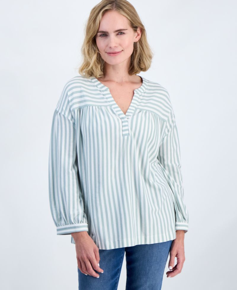 Petite 3/4-Puff-Sleeve Knit Top