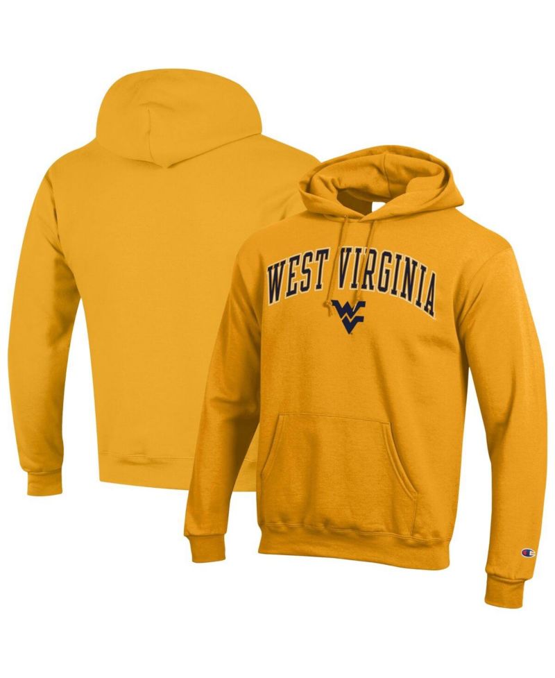 Men's Gold West Virginia Mountaineers Arch Over Logo Pullover Hoodie