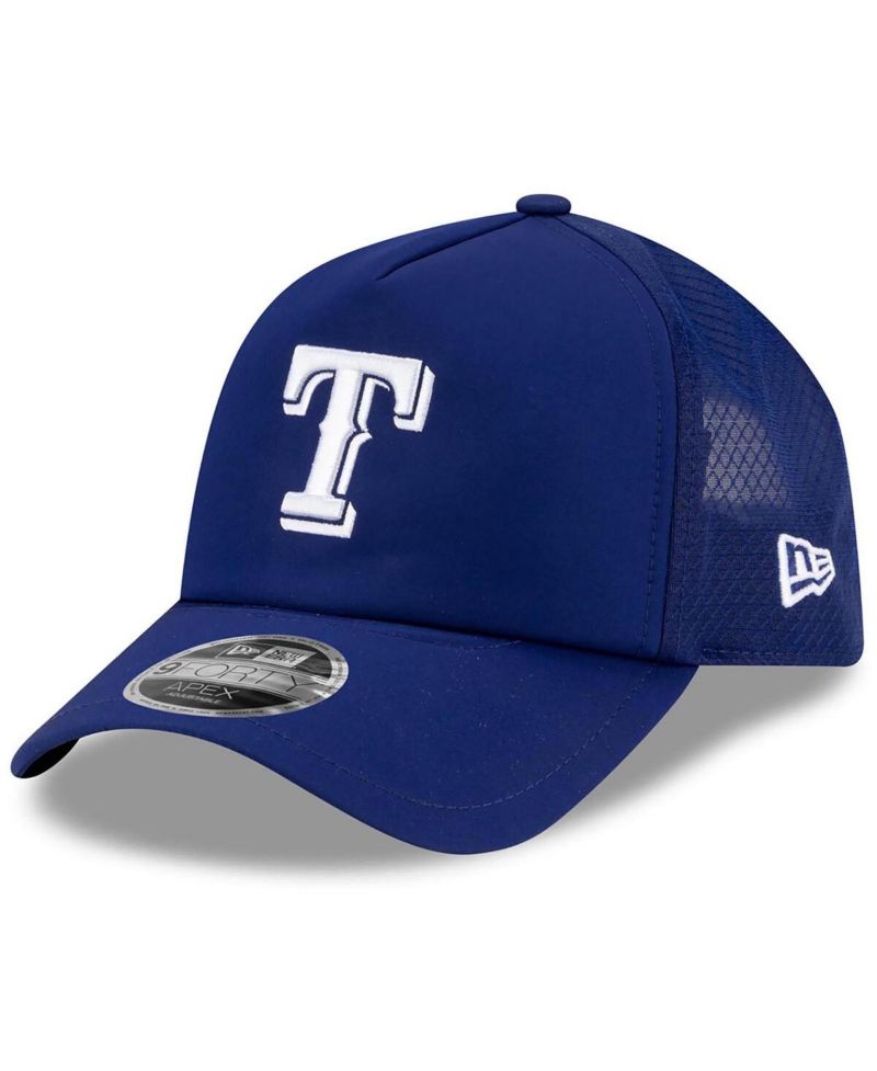 Men's Royal Texas Rangers 2026 Batting Practice Apex 9FORTY Adjustable Trucker Hat