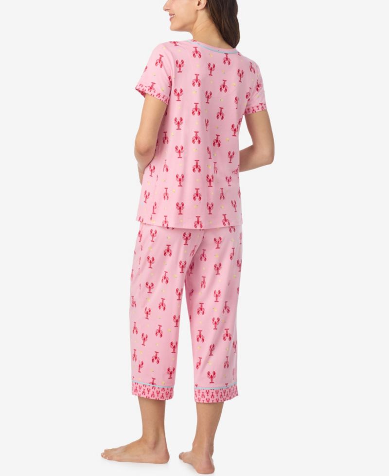 Women's Short-Sleeve Top and Cropped Pajama Pants, 2-Piece Set