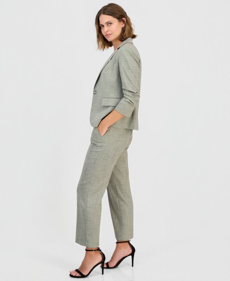 Scrunch-Sleeve Blazer & Sequinned Camisole & Ankle Pants