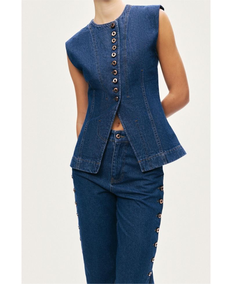 Women's Button-Front Denim Vest