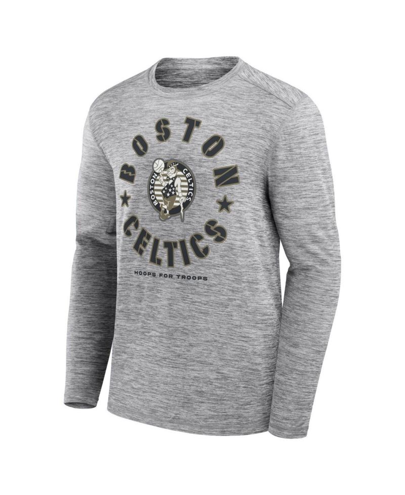 Men's Heather Gray Boston Celtics NBA Hoops for Troops Long Sleeve T-Shirt