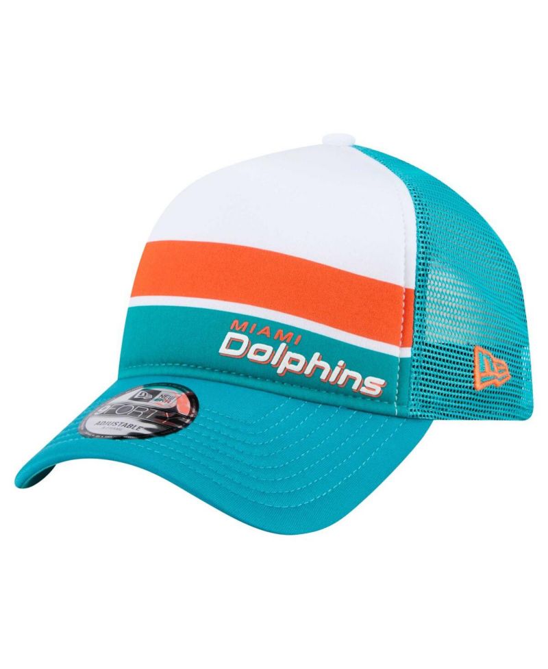 Men's White/Aqua Miami Dolphins Color-Block 9FORTY A-Frame Trucker Adjustable Hat