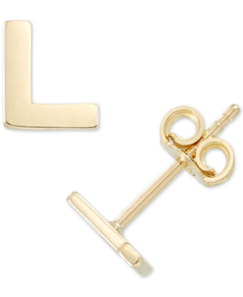 Initial Stud Earrings in 10k Gold