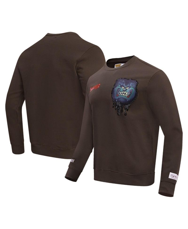 Men's and Women's Brown Looney Tunes Taz Savage Horror Pullover Sweatshirt