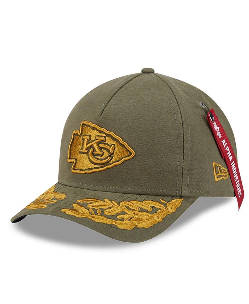 x Alpha Industries Men's Olive Kansas City Chiefs A-Frame 9FORTY Adjustable Hat
