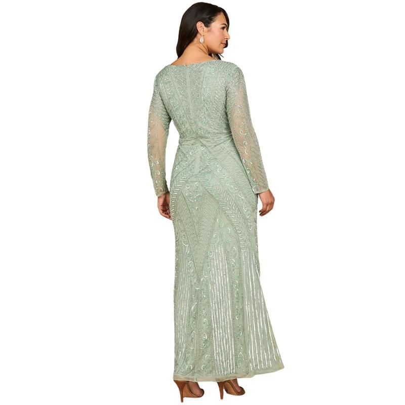 Women's Long Sleeve Geometric Beaded Gown